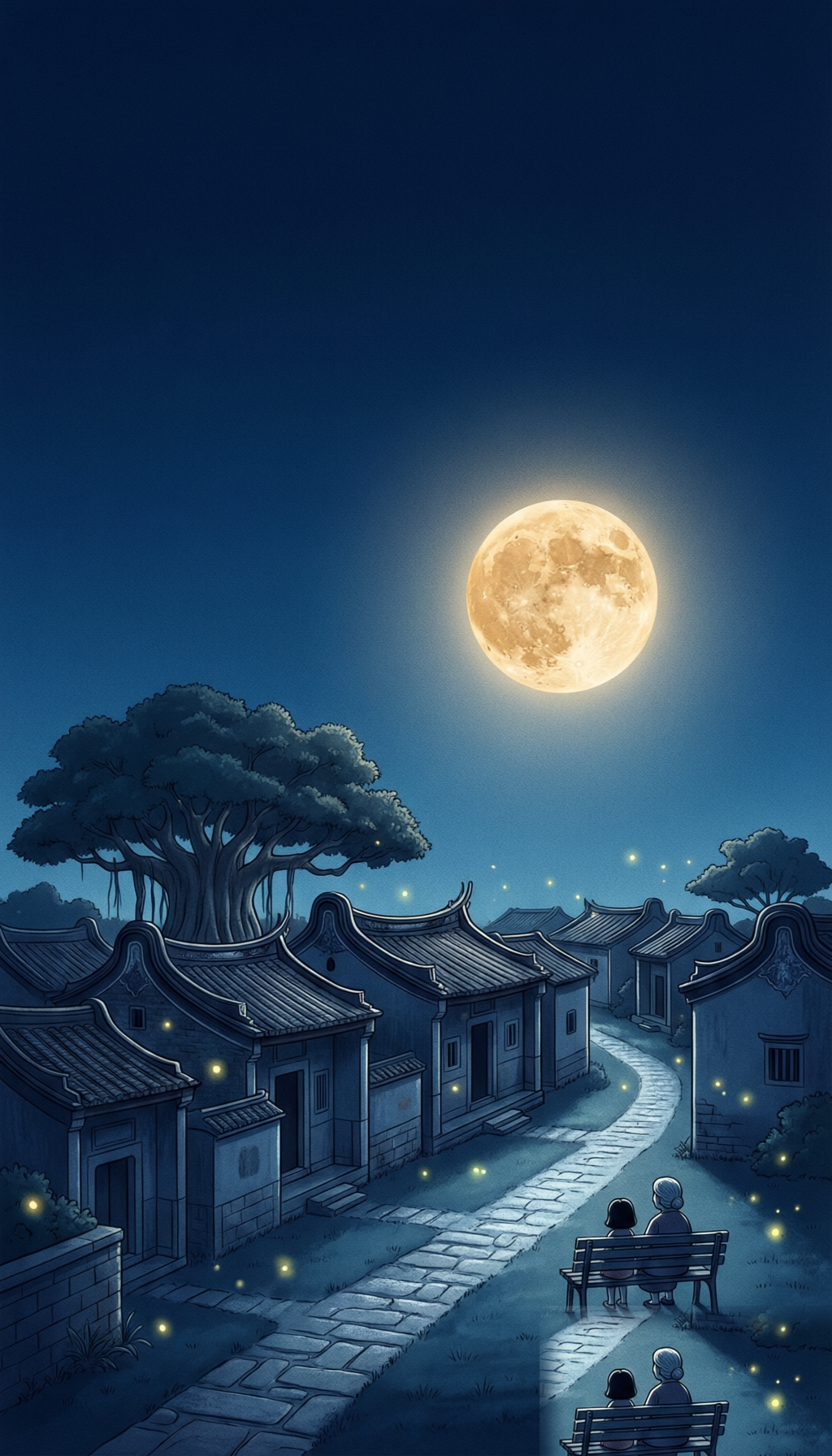 月光下的村庄